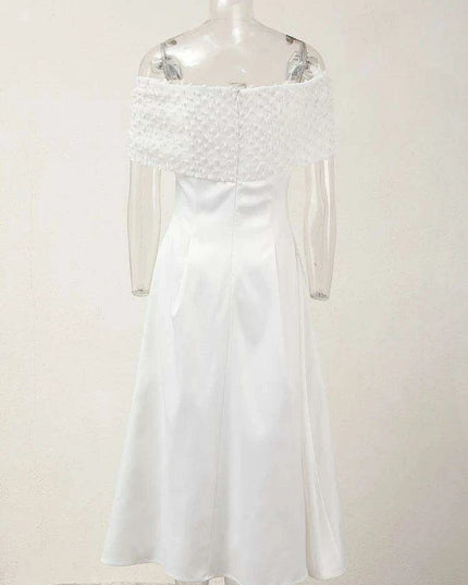 High Waist Pleated Evening Dress with Bowknot and Chic Patchwork Details for Women