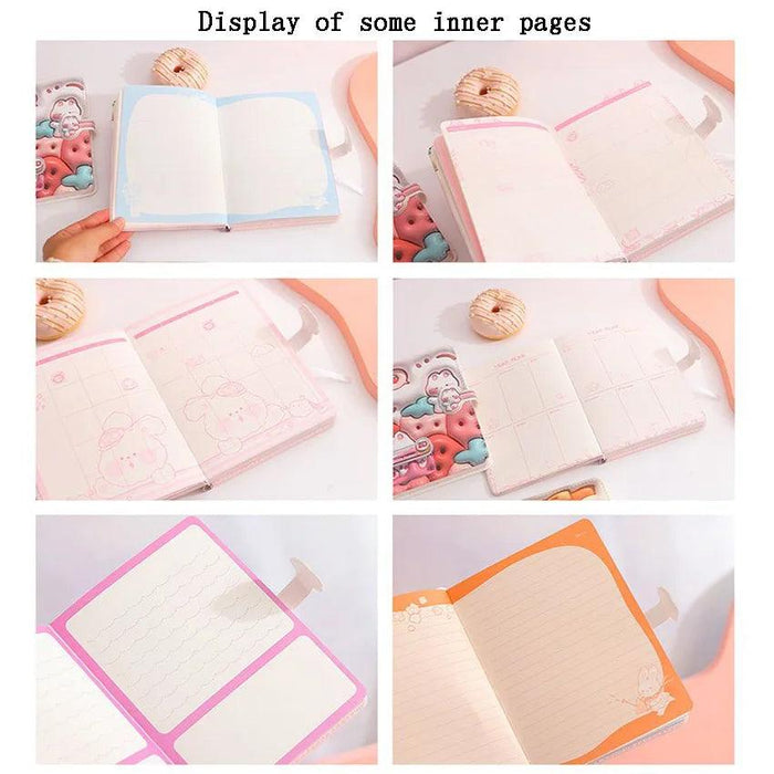Bunny Planet Delight: Colorful Student Planner Notebook with Magnetic Closure