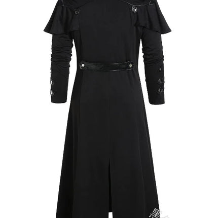 Vintage Halloween Medieval Steampunk Assassin Elves Pirate Costume Adult Men Black Long Split Jacket Gothic Armor Leather Coats vintage-halloween-medieval-steampunk-assassin-elves-pirate-costume-adult-men-black-long-split-jacket-gothic-armor-leather-coats