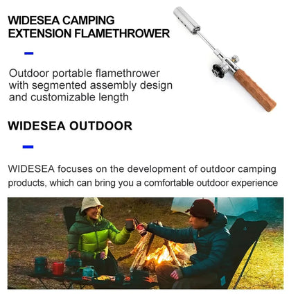 Camping Long Flame Gas Burner – Portable BBQ Igniter with Wood
