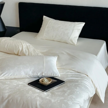 Long Staple Cotton Jacquard Bedding Set – Luxury Duvet Cover, Bedsheet & Pillowcases