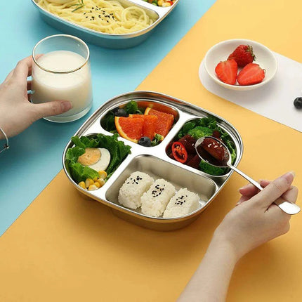 Sophisticated Stainless Steel Sectioned Plate for Gourmet Dining