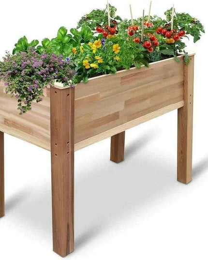 Elevated Canadian Cedar Garden Planter for Herbs, Vegetables, and Flowers