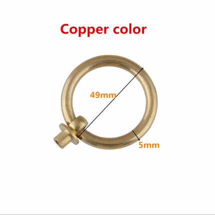 Modern Solid Brass Round Ring Cabinet Handle — Single Hole Drawer Pull, Copper or Bronze, 20mm to 60mm