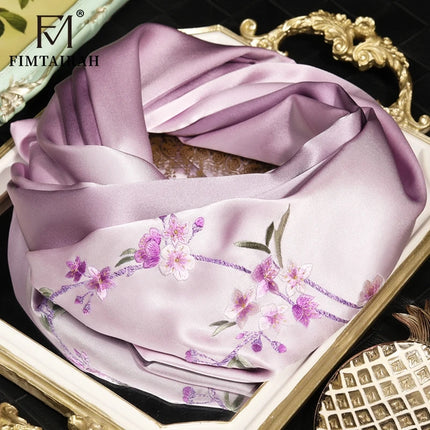 100% Silk Floral Shawl Scarf with Hand Embroidery – 5 Colours