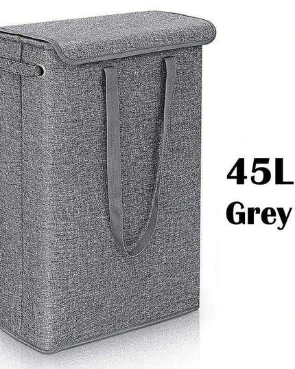 Stylish Waterproof Foldable Laundry Hamper - 45L Capacity with Lid