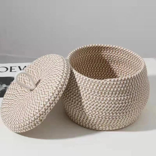 Sophisticated Khaki Cotton Basket Set: Stylish Storage Solution for a Tidy Home