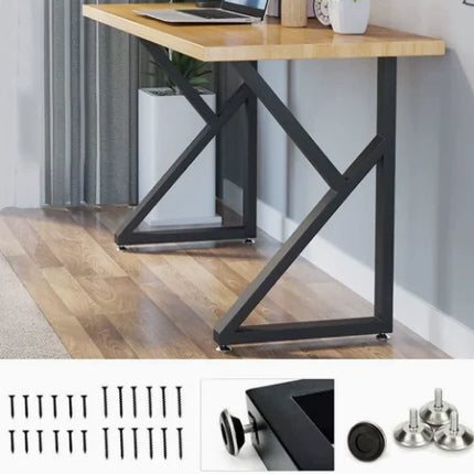 European Stores Wrought Iron Modern Table Legs with Bookshelf Compartm