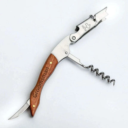 Custom Engraved Stainless Steel Wine Opener Set - Ideal Gift for Wine Lovers and Groomsmen