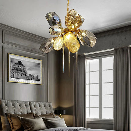 Modern Artistic Gold LED Glass Chandelier — Multi-Form, Custom Sizes