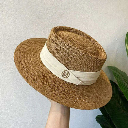 Chic Adjustable Wide Brim Straw Hat for Women - Stylish Sun Protection Beach Accessory Available in 50 Colors