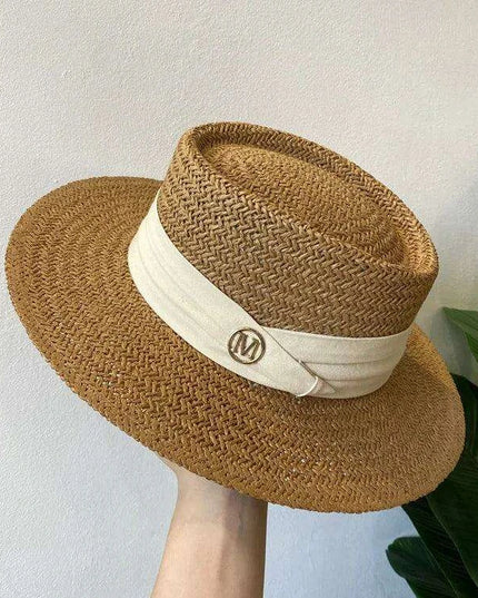 Chic Adjustable Wide Brim Straw Hat for Women - Stylish Sun Protection Beach Accessory Available in 50 Colors