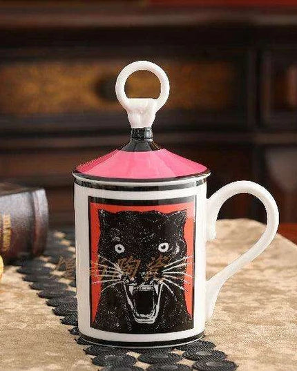 Charming European Ceramic Mug Set with Lid - Elegant Gift Box for a Delightful Drinking Experience