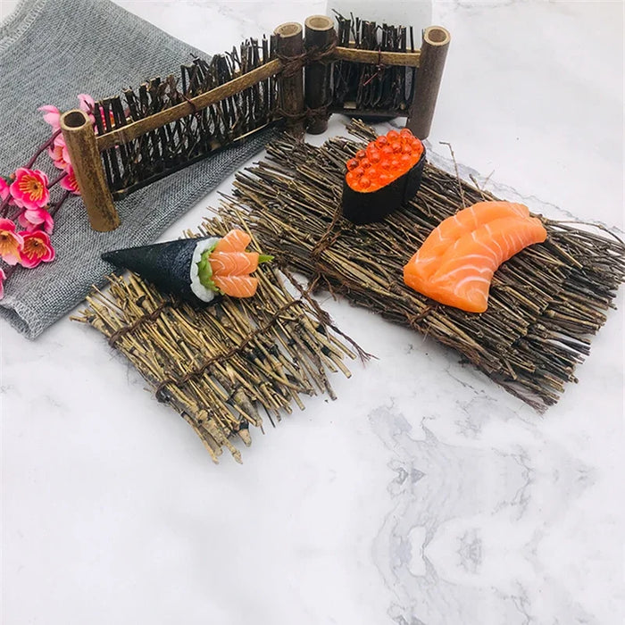 Authentic Japanese Bamboo Sushi Boat Set with Traditional Sushi Utensils and Dining Accessories
