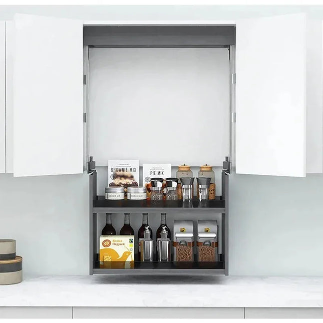 Electric Vertical Pull-Down Kitchen Shelf — Aluminum Alloy, Tempered Glass, Electric Lift