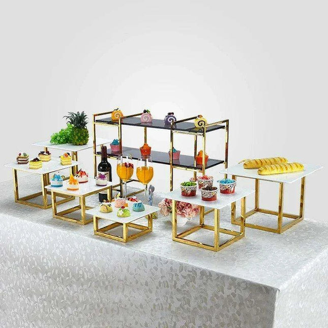 Stylish Stainless Steel Multi-Layered Snack and Dessert Tower for Celebrations