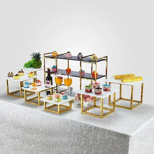 Stylish Stainless Steel Multi-Layered Snack and Dessert Tower for Celebrations