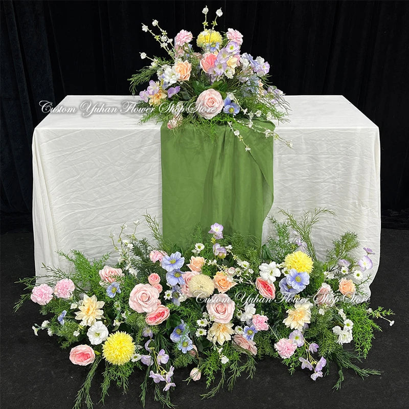 Silk Rose Flower Row Table Centrepiece