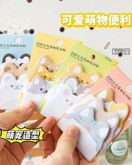 Charming Cat and Bunny Sticky Note Collection - Delightful Animal Memo Pads for Creative Organization