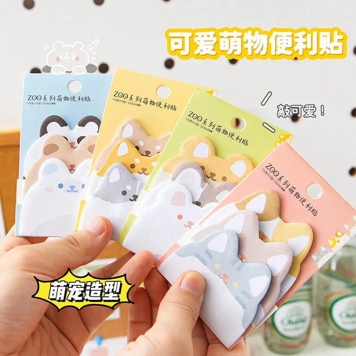 Whimsical Animal Sticky Notes - Charming Cartoon Memos with Cat and Rabbit Designs