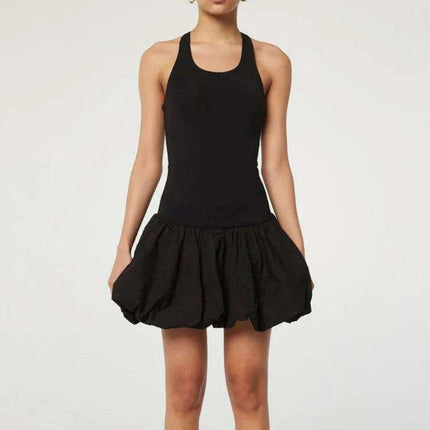 Chic Backless A-Line Black Dress