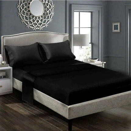 Elegant Black Silk Satin Duvet Cover Set - Enhance Your Sleep and Nourish Your Skin and Hair