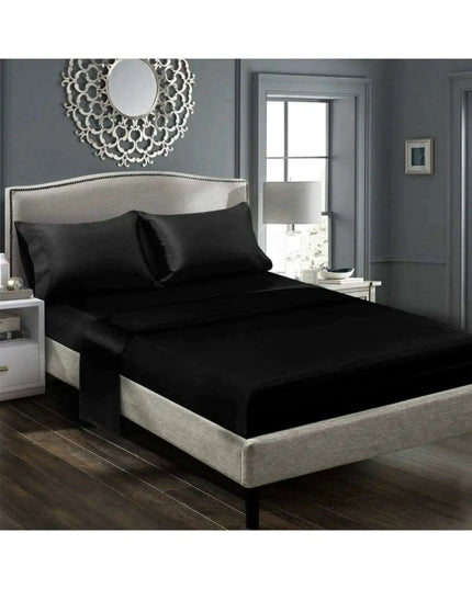 Elegant Black Silk Satin Duvet Cover Set - Enhance Your Sleep and Nourish Your Skin and Hair