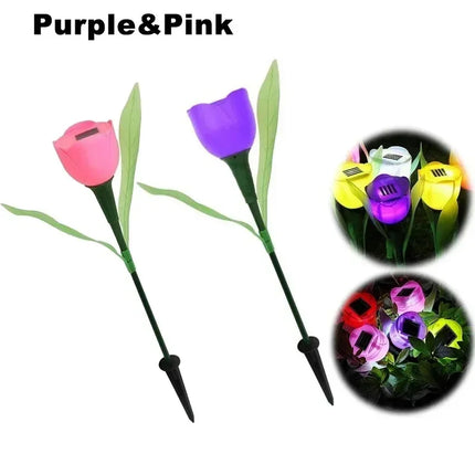 Solar LED Tulip Garden Lights — Waterproof Outdoor Pathway Decor