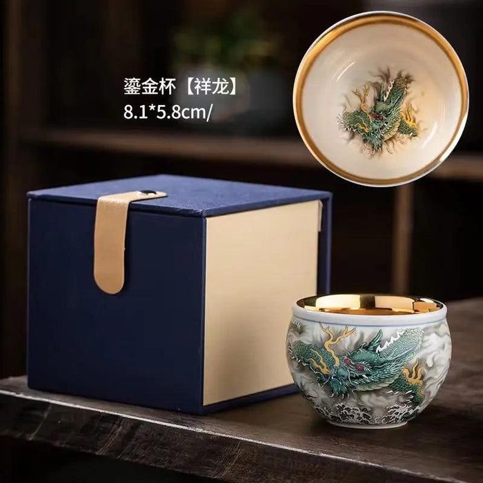 Chic Blue and White Enamel Ceramic Tea Cup Collection - Elevate Your Tea Experience