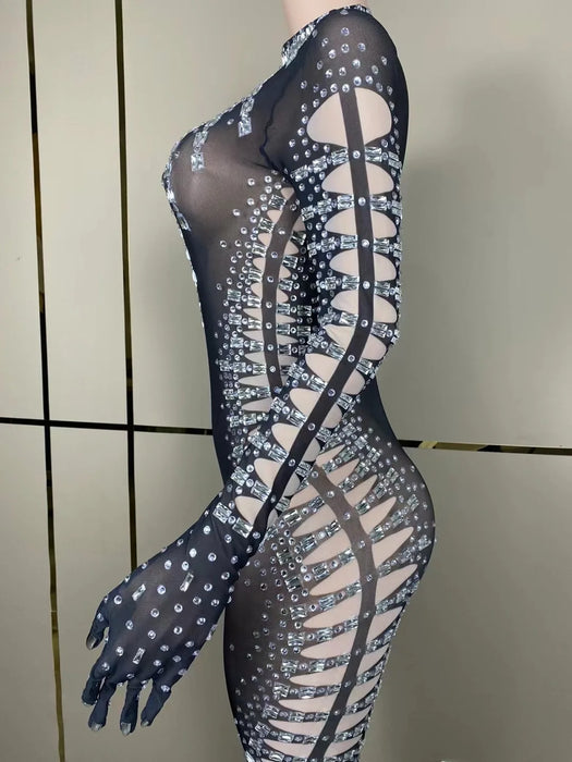 Sexy Mesh Black Jumpsuit for Special Occasions