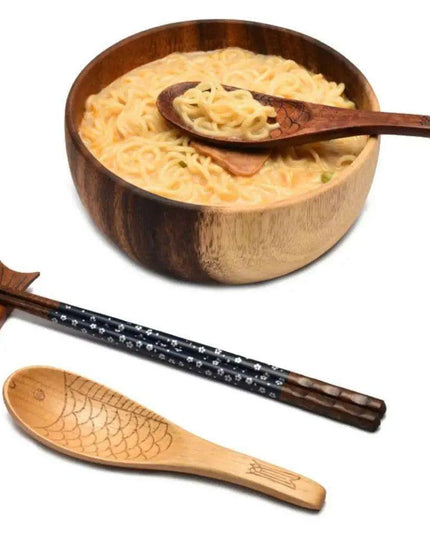 Charming Handcrafted Fish-Shaped Japanese Wooden Rice Spoon - Short-Handled Kitchen Essential