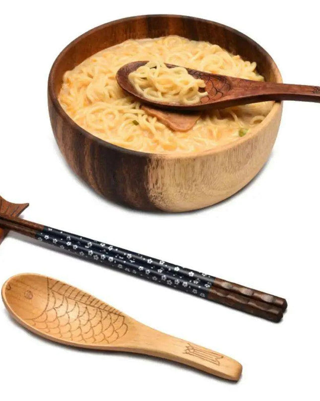 Charming Handcrafted Fish-Shaped Japanese Wooden Rice Spoon - Short-Handled Kitchen Essential