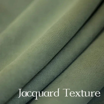 Jacquard Leaf Blackout & Sheer Curtains - Blue-Green Cotton Linen