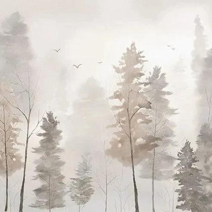 3D French Forest Landscape Wallpaper Mural – Hand-Painted, Custom Size