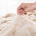 Soft Beige Faux Fur Throw Blanket with Ruched Design - Reversible Mink Fleece