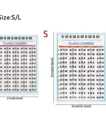 Beginner's 88-Key Piano Chord Chart Poster - Large Fingering Diagram & Stickers for Music Students