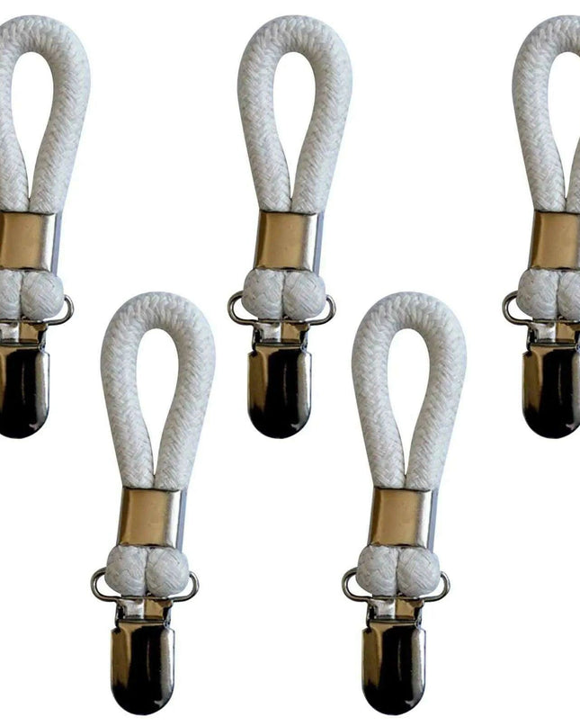 Cotton Braided Towel Holder Set with Sturdy Metal Clips - Elegant Space-Saving Solution for Home and Kitchen