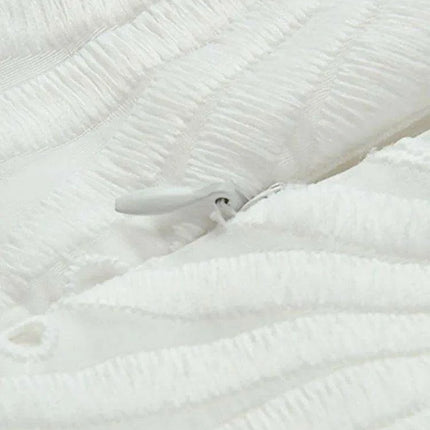 DEAT Elegant Hollow Embroidered High-Waisted Solid Color Summer Dress for Women - 2024 Party Edition 13DB4842