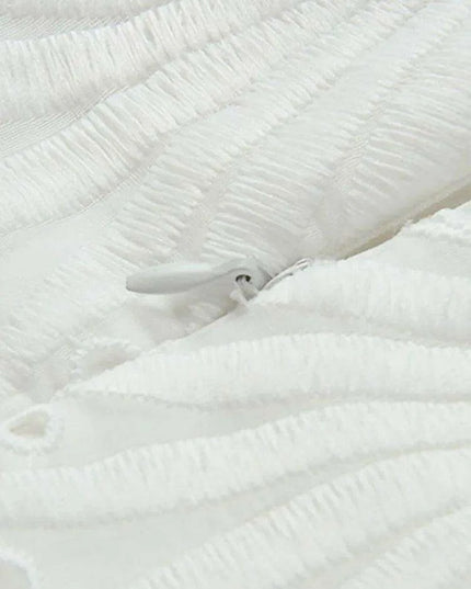 DEAT Elegant Hollow Embroidered High-Waisted Solid Color Summer Dress for Women - 2024 Party Edition 13DB4842