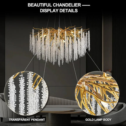 Twinkling Light Crystal LED Ceiling Chandelier - Elegant Pendant Lamp