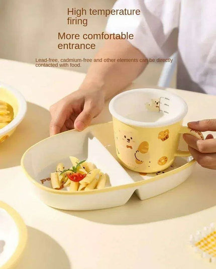 Adorable Bear Dodo Cream Kids Breakfast Bowl Set - Essential Kitchen Delight