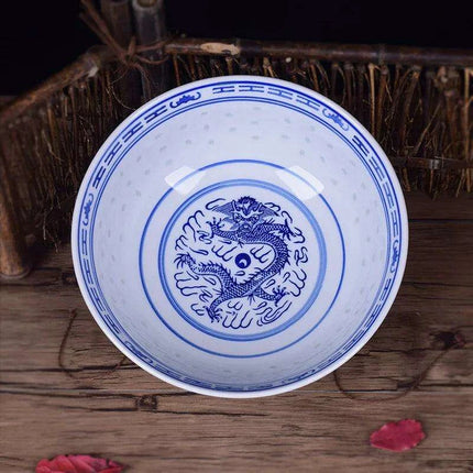 Exquisite Vintage Dragon Ceramic Bowl Collection – Elegant Dinnerware for Ramen and Rice