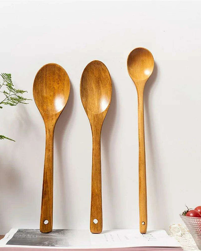 Elegant Japanese Wooden Serving Spoons Set