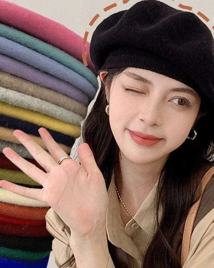 Chic French Wool Beret - Effortless Vintage Elegance for Women