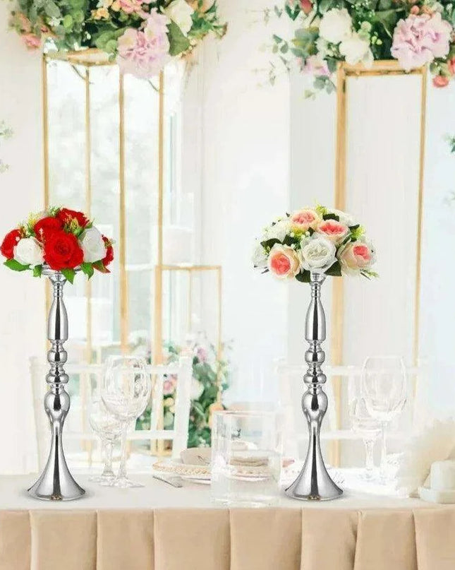 Luxurious 24-Piece Gold Metal Vase Stands - 20 Inches Tall for Exquisite Decoration