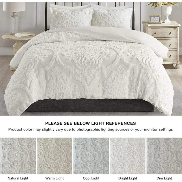 Viola Chenille Shabby Chic Bedding Set with Coordinated Shams - Elegant Comfort Collection