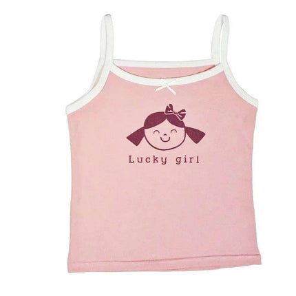 Cute Pink Cotton Sleeveless Summer Tank Top for Girls Aged 3-8 Years