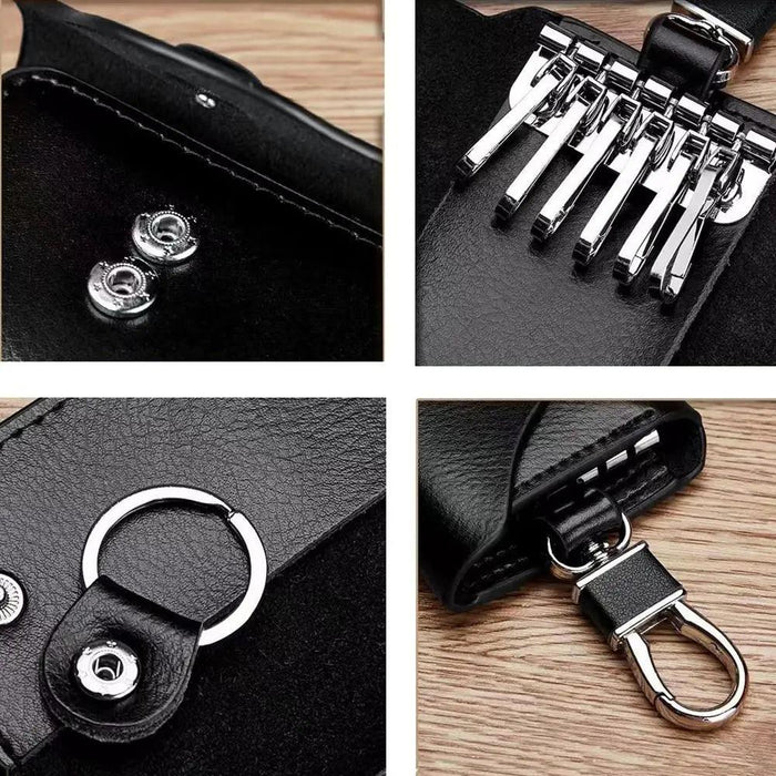 Stylish Leather Key Wallet with Multi-function Key Holder