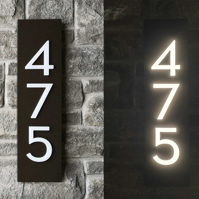 Customizable LED House Number Sign with Illuminated Address Display