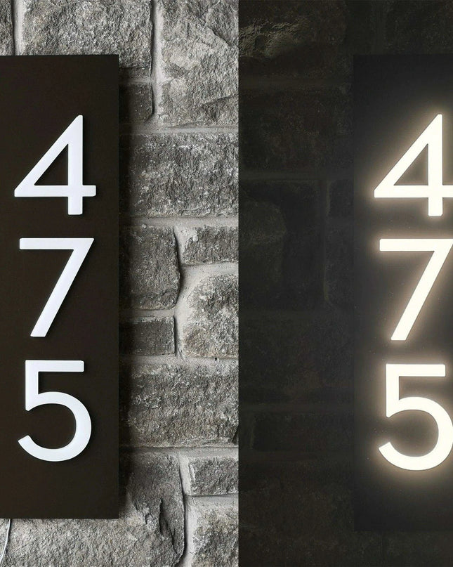 Customizable LED House Number Sign with Illuminated Address Display